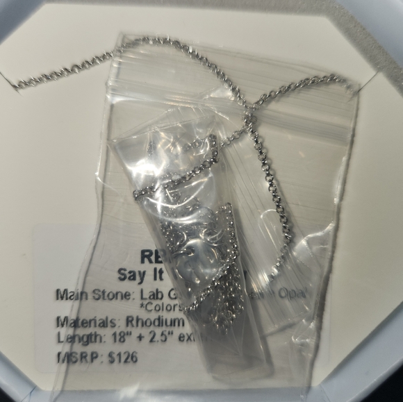 Bomb Party Necklace RBP7716 Say it with Flair Lab Grown Grey Fire Opal NIB - Picture 6 of 8